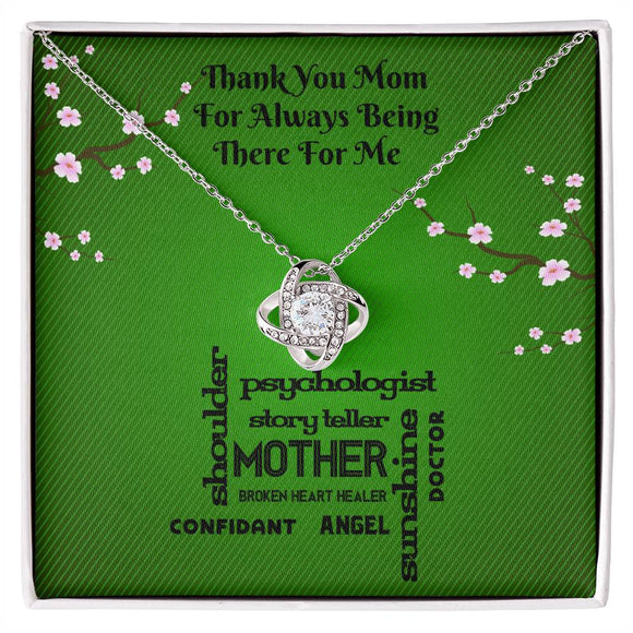 Mom Gift, Expressive Thank You Pendant Necklace with Message Card, Perfect Christmas or Birthday Gift for Mom, Thank You Mom Appreciation Necklace, Message Card and Pendant for Showing Love