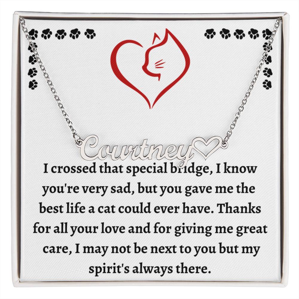 Pet Loss Remembrance Necklace, Customized Cat Name Necklace, Cat Condolence Gift For Healing & Memorializing, Unique Pet Bereavement Gift