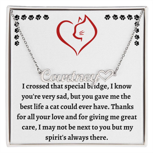 Pet Loss Remembrance Necklace, Customized Cat Name Necklace, Cat Condolence Gift For Healing & Memorializing, Unique Pet Bereavement Gift