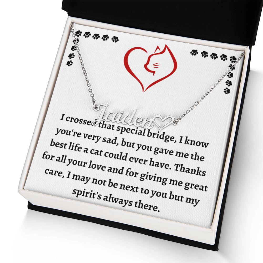 Pet Loss Remembrance Necklace, Customized Cat Name Necklace, Cat Condolence Gift For Healing & Memorializing, Unique Pet Bereavement Gift