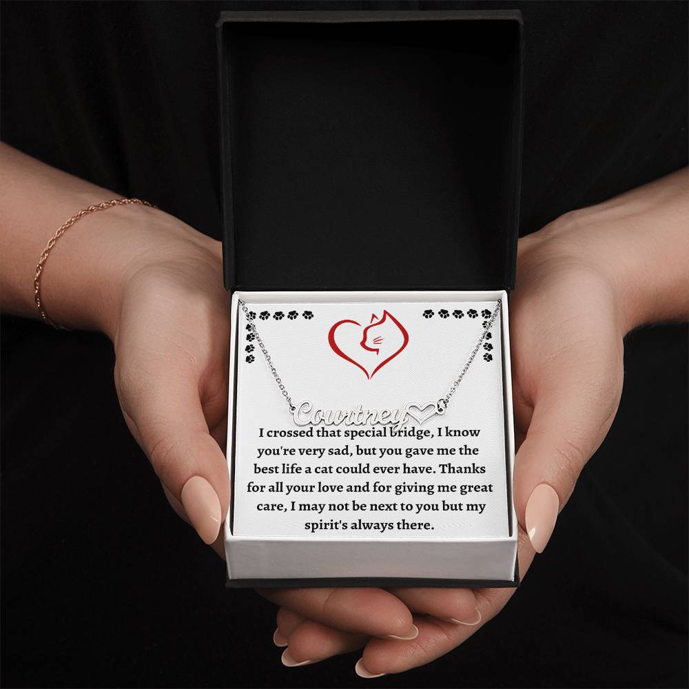 Pet Loss Remembrance Necklace, Customized Cat Name Necklace, Cat Condolence Gift For Healing & Memorializing, Unique Pet Bereavement Gift