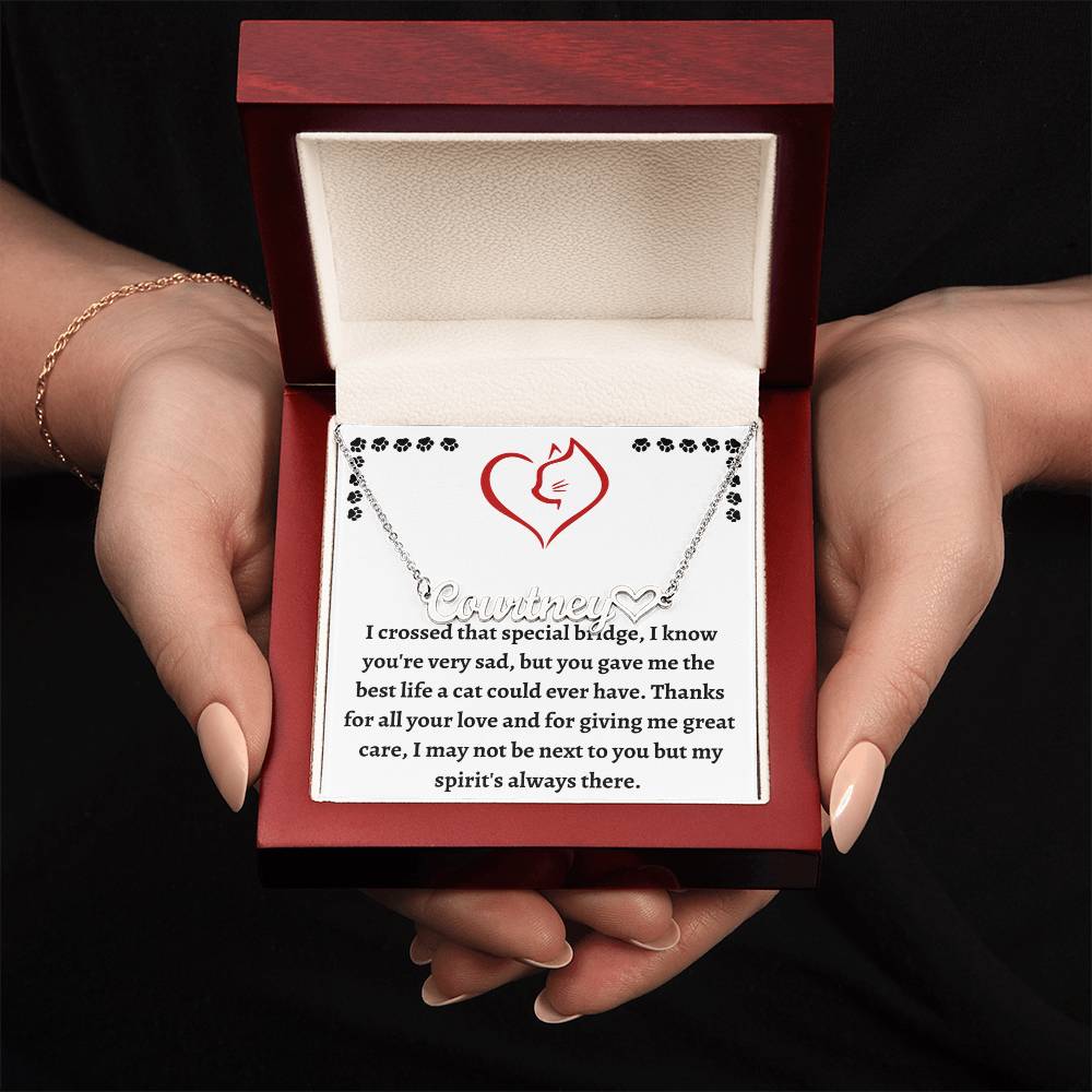 Pet Loss Remembrance Necklace, Customized Cat Name Necklace, Cat Condolence Gift For Healing & Memorializing, Unique Pet Bereavement Gift