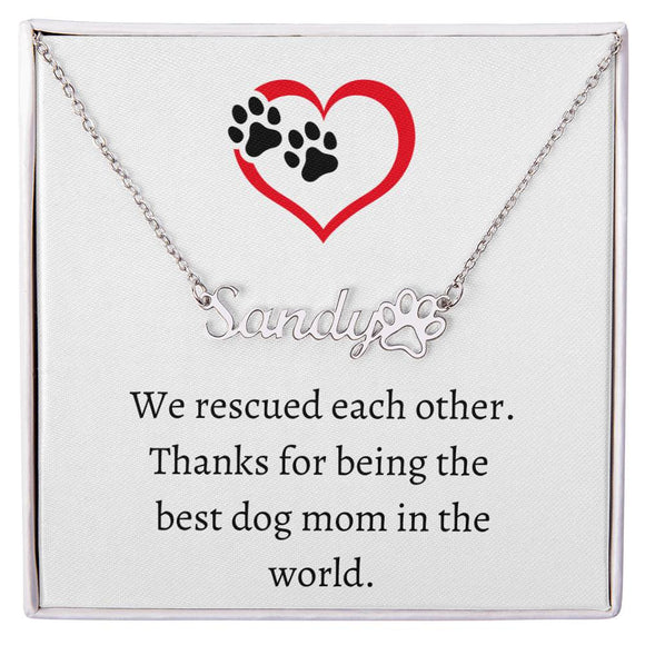 Dog Mom Pet Name Necklace, Personalized Pet Keepsake, Perfect Holiday Gift for Pet Parents, Perfect Gift for Dog Owners