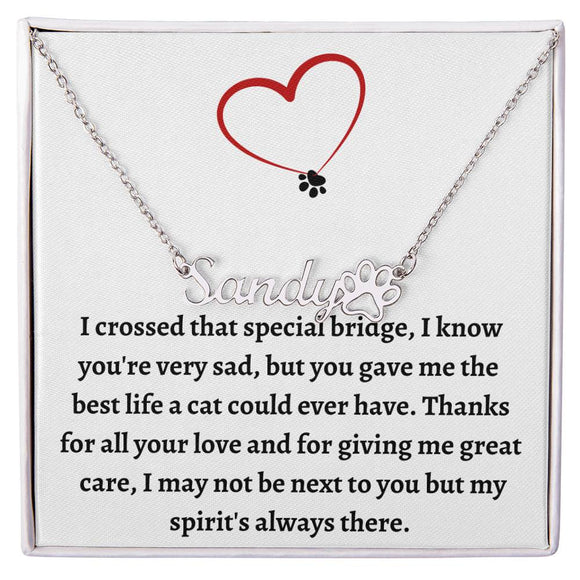 Pet Memorial, Pet Memorial Gift, Loss of Cat Gift, Pet Name Necklace, In Memory Of Pet Gift, Pet Loss Card, Pet Sympathy Card