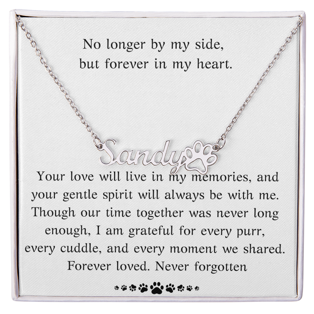 Personalized Cat Memorial Necklace, Custom Pet Loss Gift, Cat Remembrance Jewelry, Engraved Cat Name Necklace, Sympathy Gift for Cat Lover