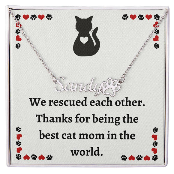Personalized Cat Name Pendant – Unique Custom Pet Name Necklace - Thoughtful Gift for Cat Owners and Cat Moms, Custom Cat Lover Keepsake