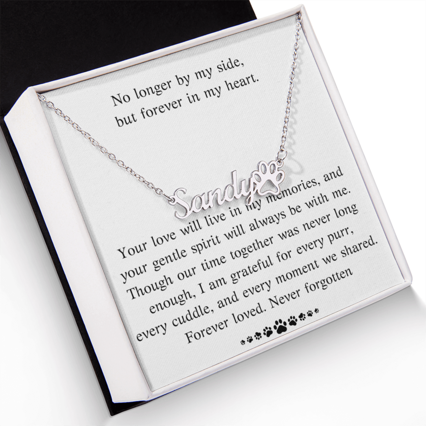 Personalized Cat Memorial Necklace, Custom Pet Loss Gift, Cat Remembrance Jewelry, Engraved Cat Name Necklace, Sympathy Gift for Cat Lover