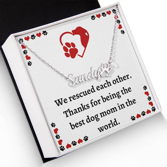 Dog Mom Pet Name Necklace, Personalized Pet Keepsake, Perfect Holiday Gift for Pet Parents, Perfect Gift for Dog Owners