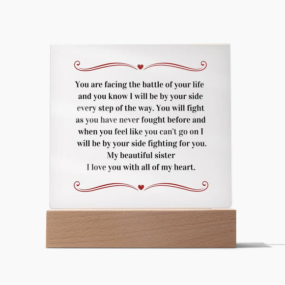 Cancer Support Gift For Sister, Breast Cancer Gift For Sister, Cancer Support Acrylic Plaque, Fight Cancer Gift, Chemo Support Gift For Sister