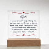 Gift Idea for Mom - Heartfelt Thank You Acrylic Plaque For Mom - Perfect Christmas Gift for Single Mom - Gift For Single Mom From Daughter