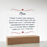 Gift Idea for Mom - Heartfelt Thank You Acrylic Plaque For Mom - Perfect Christmas Gift for Single Mom - Gift For Single Mom From Daughter