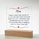 Gift Idea for Mom - Heartfelt Thank You Acrylic Plaque For Mom - Perfect Christmas Gift for Single Mom - Gift For Single Mom From Daughter