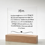 Cancer Gift For Mom, Cancer Support Gift For Mom, Cancer Support Acrylic Plaque, Breast Cancer Gift For Mom, Chemo Gift For Mother, Acrylic Plaque Support Gift For Mom
