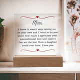Gift Idea for Mom - Heartfelt Thank You Acrylic Plaque For Mom - Perfect Christmas Gift for Single Mom - Gift For Single Mom From Daughter