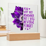 Alzheimer's You May Not Remember But I Will Never Forget, Alzheimer's Acrylic Plaque, Alzheimer's Support Gift