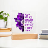 Alzheimer's You May Not Remember But I Will Never Forget, Alzheimer's Acrylic Plaque, Alzheimer's Support Gift