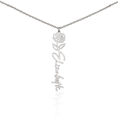 Custom Baby Name Necklace with Birth Month Flower, Mother's Day Gift from Baby, Sweet Message Card Included, Perfect First Mother's Day Gift
