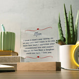 Gift Idea for Mom - Heartfelt Thank You Acrylic Plaque For Mom - Perfect Christmas Gift for Single Mom - Gift For Single Mom From Daughter