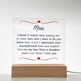 Gift Idea for Mom - Heartfelt Thank You Acrylic Plaque For Mom - Perfect Christmas Gift for Single Mom - Gift For Single Mom From Daughter