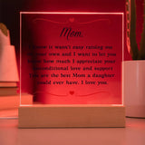 Gift Idea for Mom - Heartfelt Thank You Acrylic Plaque For Mom - Perfect Christmas Gift for Single Mom - Gift For Single Mom From Daughter