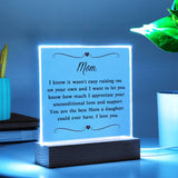 Gift Idea for Mom - Heartfelt Thank You Acrylic Plaque For Mom - Perfect Christmas Gift for Single Mom - Gift For Single Mom From Daughter