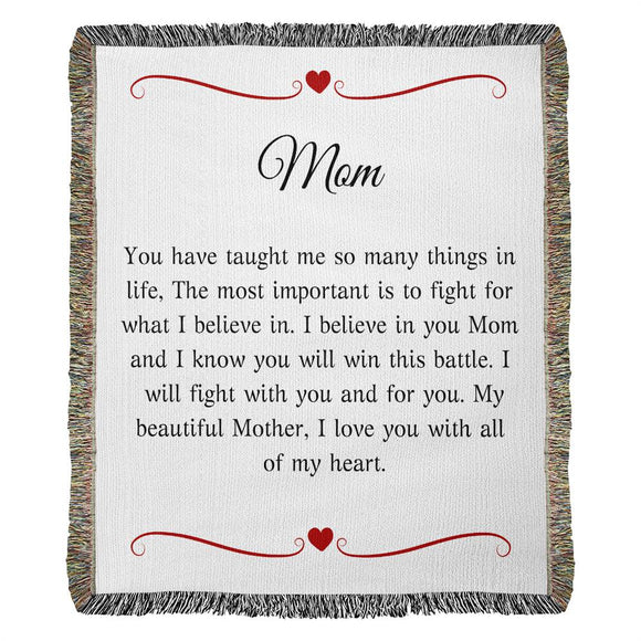 Cancer Diagnosis Support Blanket, Heirloom Woven Warmth for Mom, Uplifting Gift for Mother's Fight, Cancer Care Gift