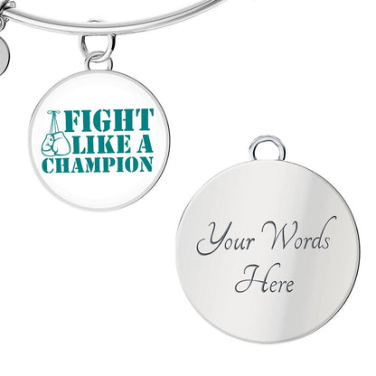 Fight Like a Champion Ovarian Cancer Bracelet, Inspirational Cancer Support Jewelry, Ovarian Cancer Diagnosis Gift, Cancer Fighter Bracelet