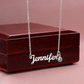 Custom Name Necklace with Birthstone – Personalized Script Name Necklace – Stainless Steel or 18K Gold Finish – Custom Gift for Mom, Grandma, Sister, Wife