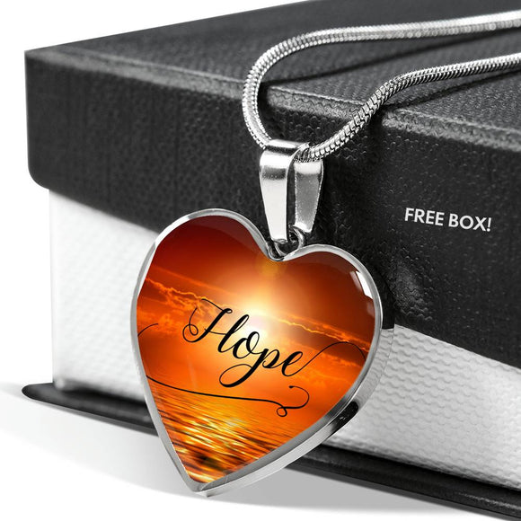 Inspirational Necklace, Inspirational Jewelry, Hope Heart Pendant Necklace, Personalized Hope Pendant - TreasureNoni