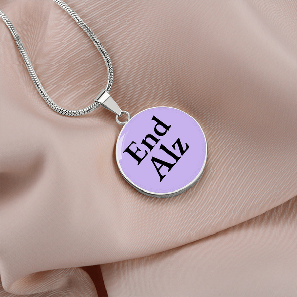 Alzheimer's Necklace, Alzheimer's Jewelry, End Alz, End Alz Necklace, Alzheimer's Support Gift, Alzheimer's Engraved Silver Disc Necklace
