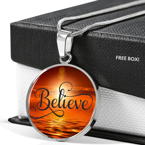 Believe Inspirational Pendant, Believe Motivational Jewelry, Believe Strength Necklace - TreasureNoni