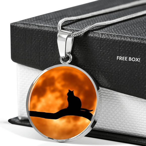 Cat on a Limb Cat Lovers Pendant Necklace with the Option to Engrave - TreasureNoni