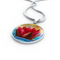 Water Lily Floral Circle Pendent Necklace with the Option to Engrave - TreasureNoni