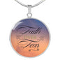 Faith over Fear Christian Jewelry Circle Pendant Necklace with the Option to Engrave - TreasureNoni