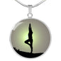 Yoga Pose Circle Charm Necklace Yoga Lover Charm Bracelet with the Option to Engrave. - TreasureNoni
