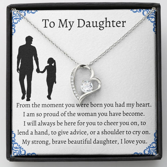 To My Daughter From Dad Interlocking Hearts Necklace, Father to Daughter Gift, Birthday Gift To Daughter From Dad, Daughter Necklace