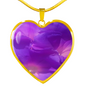 Purple Floral Heart Charm Necklace with the Option to Engrave - TreasureNoni