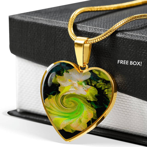 Yellow Flower Heart Charm with a Twist Heart Charm Necklace - TreasureNoni