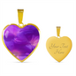 Purple Floral Heart Charm Necklace with the Option to Engrave - TreasureNoni