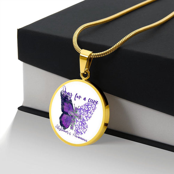 Pray For A Cure Alzheimers Necklace, Alzheimers Awareness, Alzheimers Disease, End Alzheimers, Alzheimer's Pendant, Alzheimer's Support