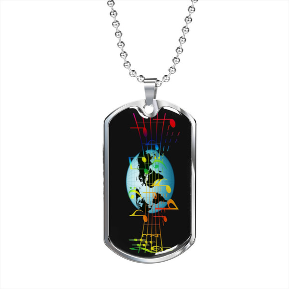 Music Dog Tag Style Necklace - TreasureNoni