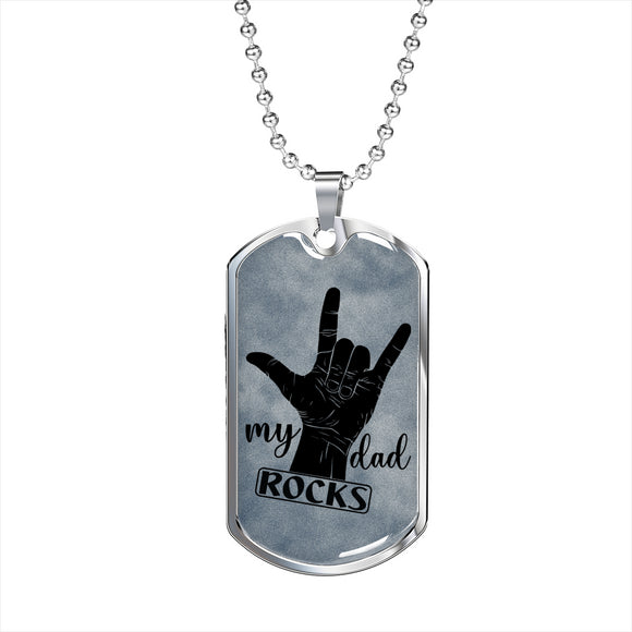 My Dad Rocks, Gift For Dad, Cool Dad Gift, Father's Day Gifts, Birthday Gift For Dad, Dog Tag For Dad, Father's Day Jewelry