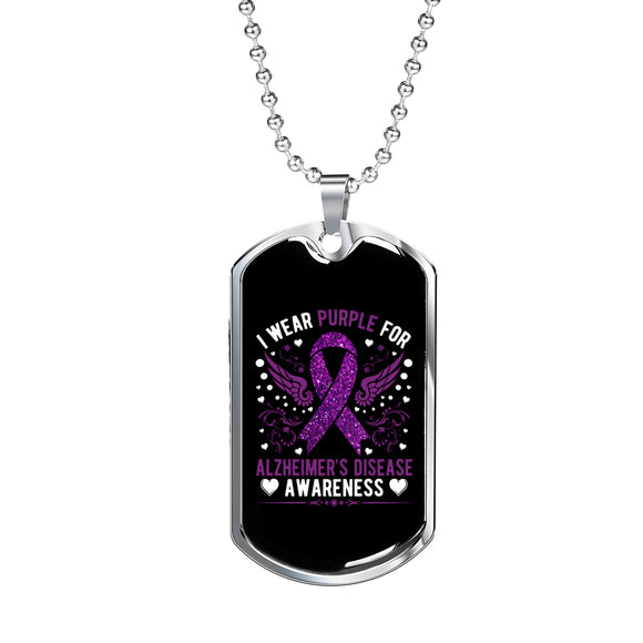 I Wear Purple For Alzheimers Disease Awareness, Alzheimers Awareness Necklace, Alzheimers Purple Ribbon Jewelry, Alzheimers Pendant