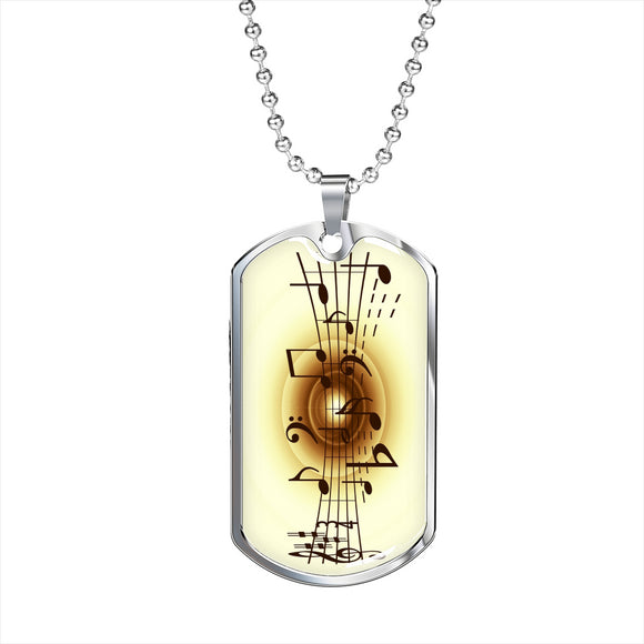 Music Dog Tag Style Necklace - TreasureNoni