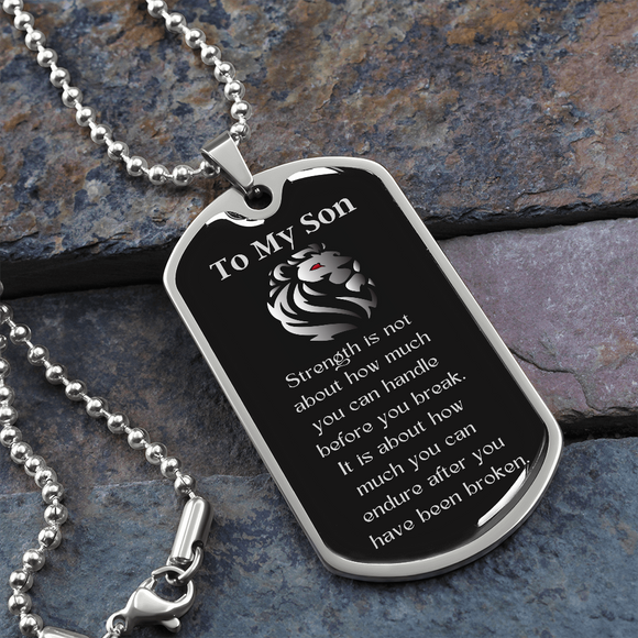 Inspirational Gift For Son, Inspirational Motivational Dog Tag Necklace, Animal Theme Lion Necklace, Lion Art, Lion Lover Gift, Strength Gift For Son