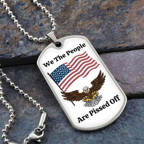 We The People, USA Necklace, Patriotic Jewelry, American Flag Necklace, USA Flag Dog Tag Necklace, Eagle Necklace