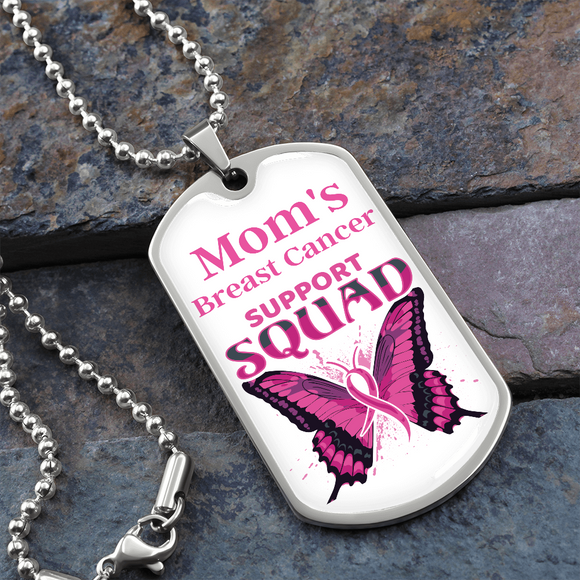 Mom's Breast Cancer Support Squad Necklace, Breast Cancer Support Jewelry, Cancer Squad Support Necklace, Family Cancer Support Squad