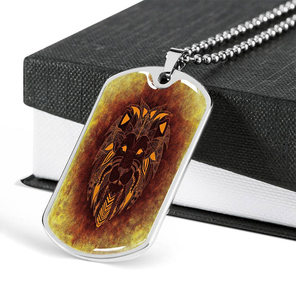 Lion Dog Tag Necklace, Men's Jewelry, Jewelry for Men, Unisex Jewelry - TreasureNoni