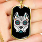 Day Of The Dead Dog Necklace, Day Of The Dead Dog Pitbull, Dia De Los Muertos Dog Pitbull, Dia De Los Muertos Perro Pitbull