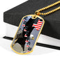 Freedom Eagle Dog Tag Necklace, American Flag Jewelry - TreasureNoni